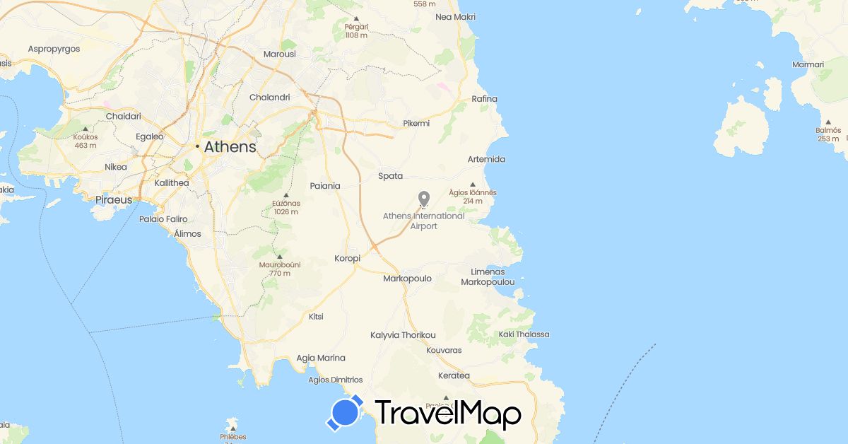 TravelMap itinerary: plane in Greece (Europe)